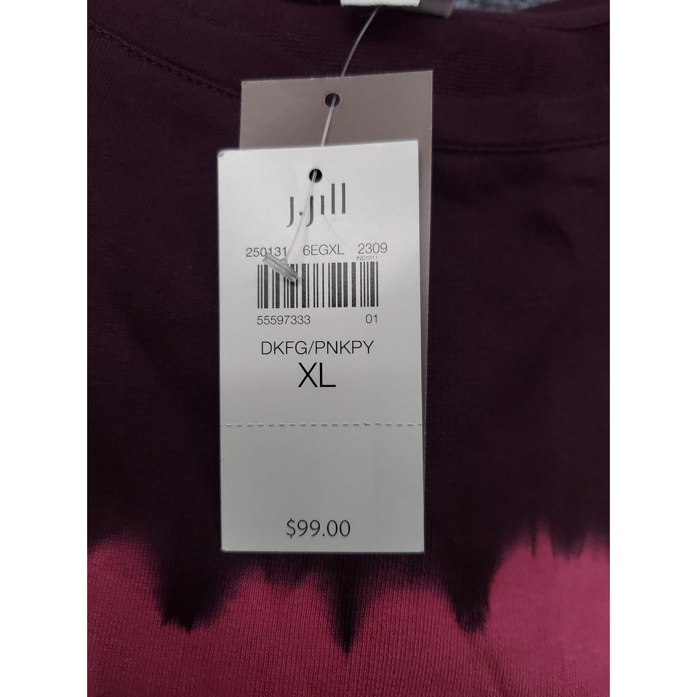 J Jill Fit Sweatshirt Top Women XL Pink Burgundy Tie Dye Pullover Tunic Sweater - Picture 10 of 11